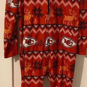 Kansas City Chiefs Ugly Pattern One Piece Pajamas Men’s Small